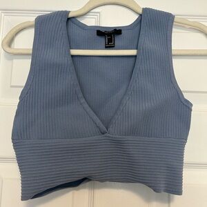 Forever 21 Ribbed Blue Crop Tank Top